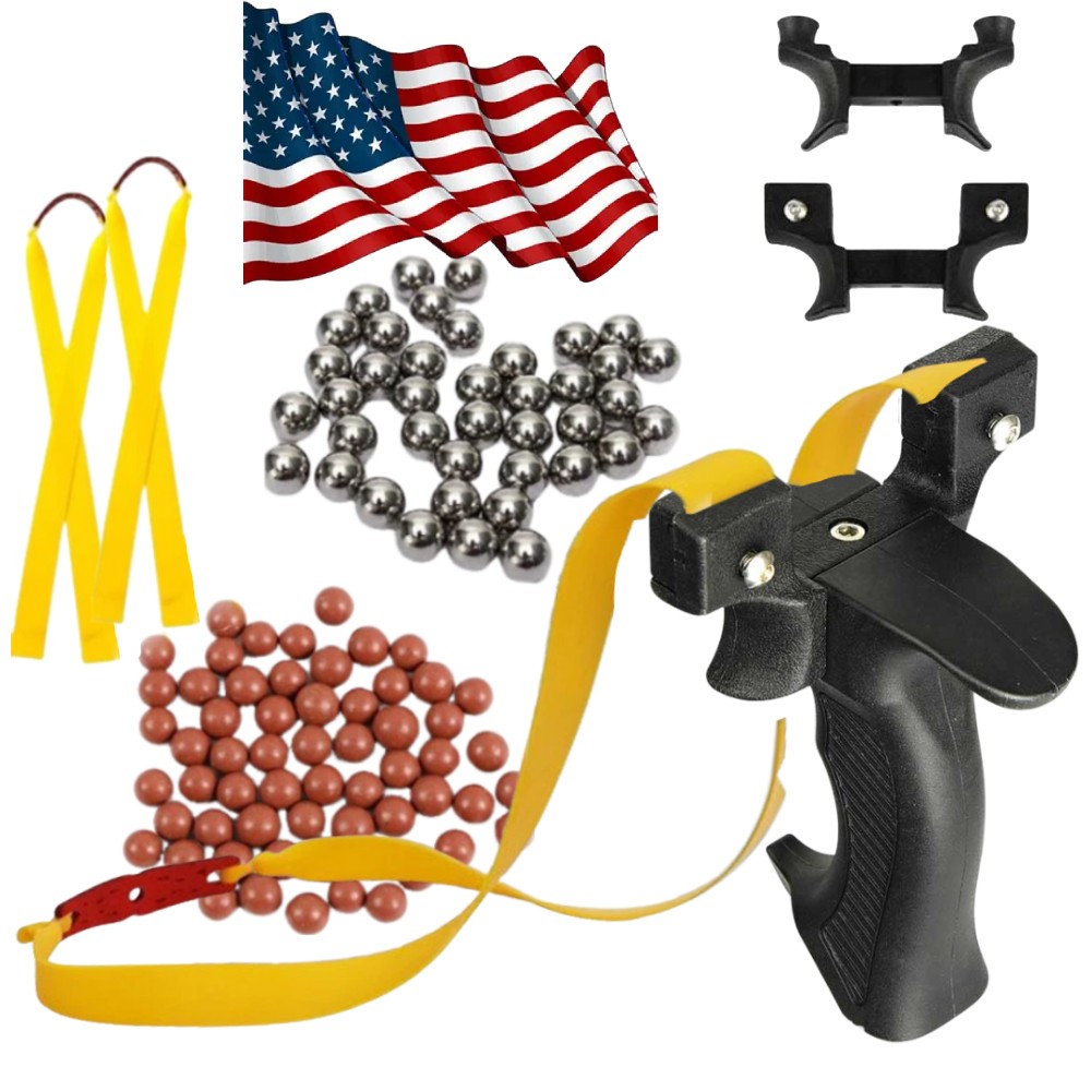 Double Heads Slingshot Catapult Sling Shot 2 Slingshot Head Hunting Steel Ball