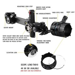 TX9610 Compound Bow Sight Carbon Rod Adjustable Competition ( Lens not included)