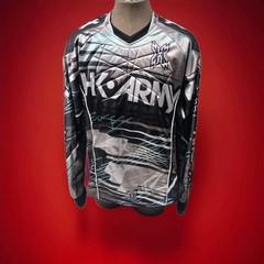 HK Army Paintball Jersey Shirt Men Large Black Sliver Long Sleeve Padded Clean