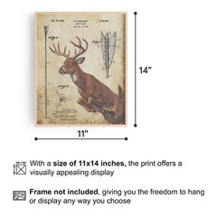 Vintage Archery Arrow Patent Art Print Whitetail Deer Bow Hunting Wall Decor
