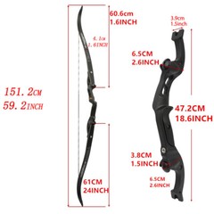 62″ F Interface Takedown Archery Recurve Bow 25-60lbs Limbs Aluminum Hunting