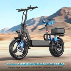 Adult Electric Scooter with Seat 14″ Tire 48V 15AH 30MPH 45Miles1500W Peak Motor