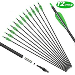 12pcs 30» Archery Carbon Arrows Hunting Broadheads 100 grain Quiver Bow Target