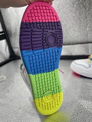 DC Unisex woman’s White Multicolor High Top Sneakers Rainbow Laces Size 10