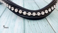 Stunning Leather 8mm Large Crystal U-Shaped Horse Browband – Perfect for Shows