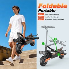 48V 30Ah Foldable Electric Scooter, 749W Off-Road Electric Scooter, 35-miles