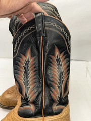 Tony Lama Men’s Western Cowboy Boots Tan Leather Black Stitching US 9 5184
