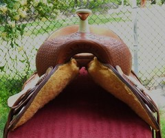 Billy Cook Saddlery Greenville Texas Western Roping Tooled Leather Saddle SZ 16