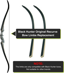 Black Hunter Recurve Bow Limbs Replacement, 25-60 Lbs Fiberglass/Bamboo