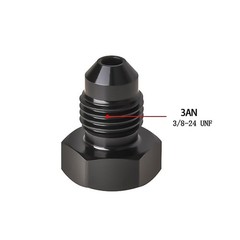 3AN Male Flare Hex Head Plug Fitting Adapter Aluminum Black, Pack of 2 3AN-2pcs