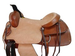 USED WESTERN SADDLE HORSE PLEASRE TRAIL RIDE HARD SEAT ROUGH LEATHER TACK 17 18