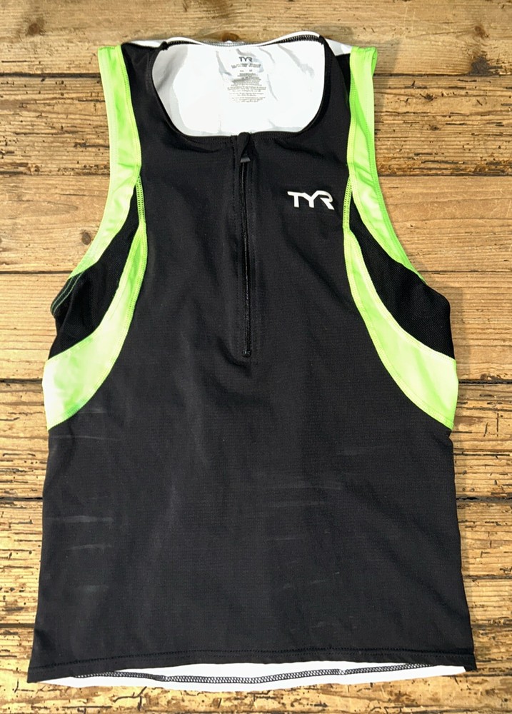 TYR Men’s Size M Black/Lime/White Competitor Tri Singlet NWT