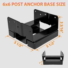 10PCS 6×6 Post Base for Concrete, Heavy Duty Post Base Anchor for 5.5×5.5 Woo…