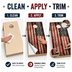 American Flag Cornhole Board Wraps Set of 2 Distressed Vinyl Decals Laminated