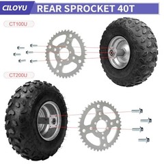 420 Chain 40 Tooth Sprocket 40mm Replacement 420 chain and sprocket 1 Silver
