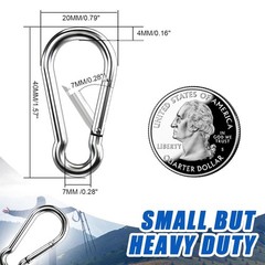 1.57-Inch Multi-Purpose Stainless Steel Carabiners – 10 Pack for Outdoor Gear