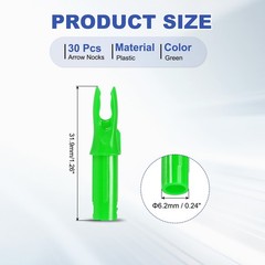 30 Pack Archery Arrows Nocks 6.2mm Plastic Insert Arrow Nock Green