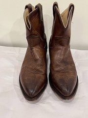 Womens Frye Billy Short Cognac Distressed Rugged Leather Cowboy Boots Sz 7 1/2 B