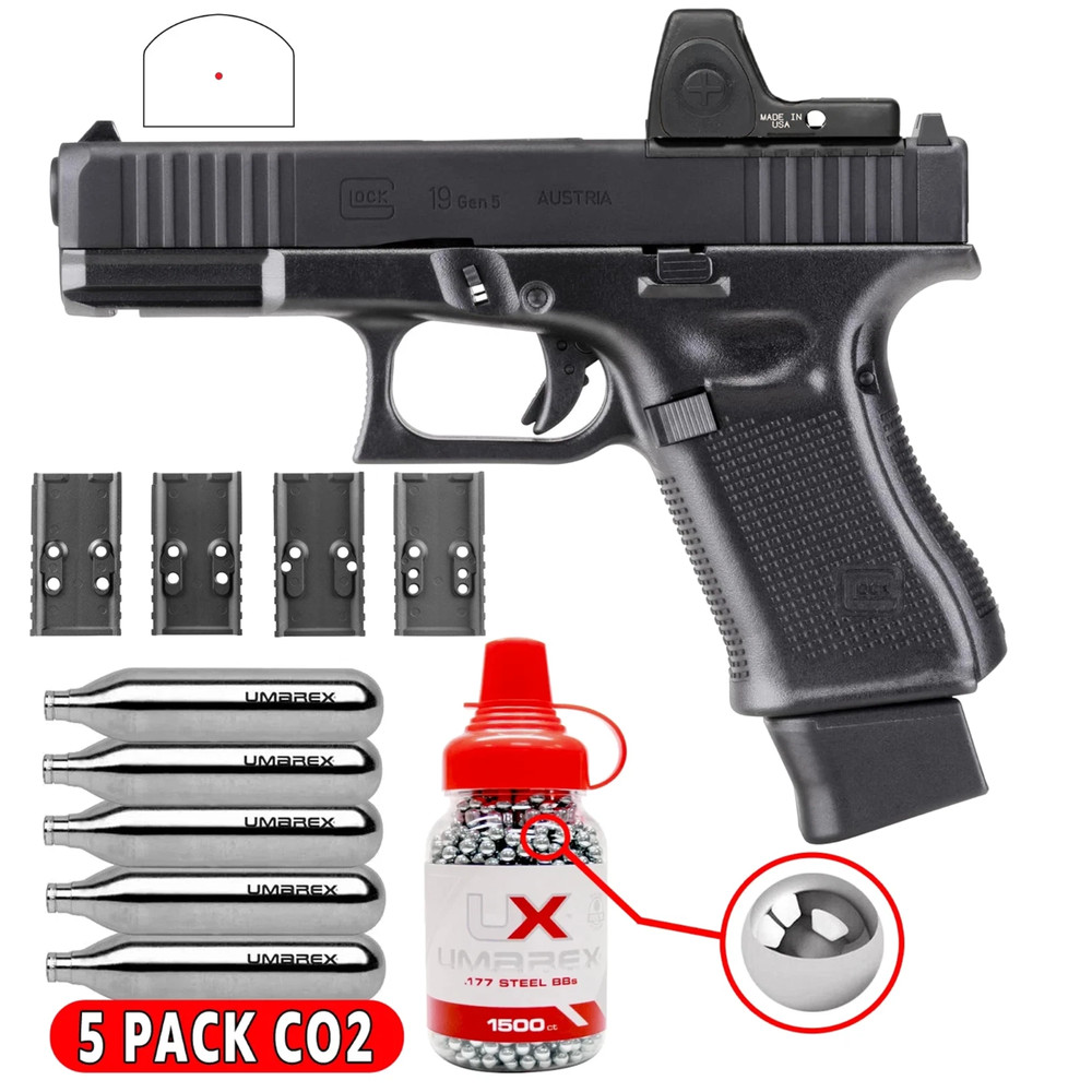 Umarex Glock 19 MOS .177 Cal Air Pistol Blowback + RMR, BBs & CO2 (2255230) Gen5