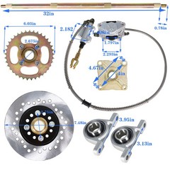 Go Kart 32″ Drift Trikes & Rear Axle Complete Kit Wheel Hub And Brake Assembly