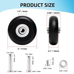 4Pcs Luggage Wheels Replacement Kit – 50mm x 18mm 2 inches