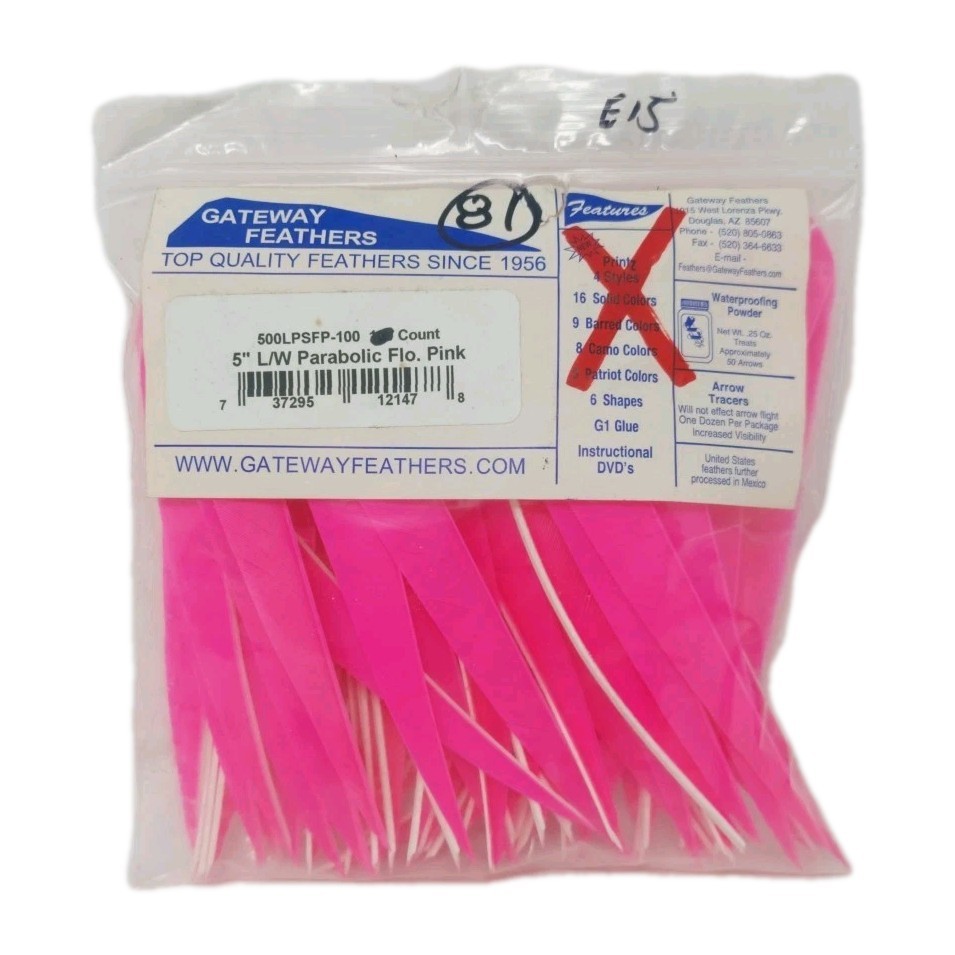 81 Count Gateway Feathers 5″ Left Wing: Parabolic Fluorescent Flo Pink 500LPSFP