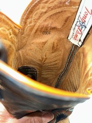 Tony Lama Men’s Western Cowboy Boots Tan Leather Black Stitching US 9 5184