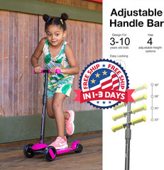 Patinete de altura ajustable para niños de 3 a 10 años con ruedas Flash