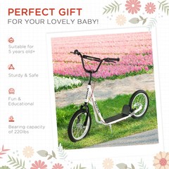 Youth Kids Scooter Height Adjustable Inflatable Tires Teens Ride On Toy For 5+