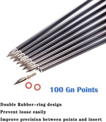 Archery 100 Grain Field 19/64″ Arrow Points Tips Target and Aluminum Inserts for