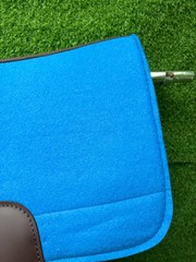 Blue Wool Felt Saddle Pad with Leather | Western Riding Pad | 30X30″ & 32X32″