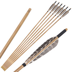 12X 33» Bamboo Arrows 5″Natural Feather Archery Longbow Arrowheads Hunting