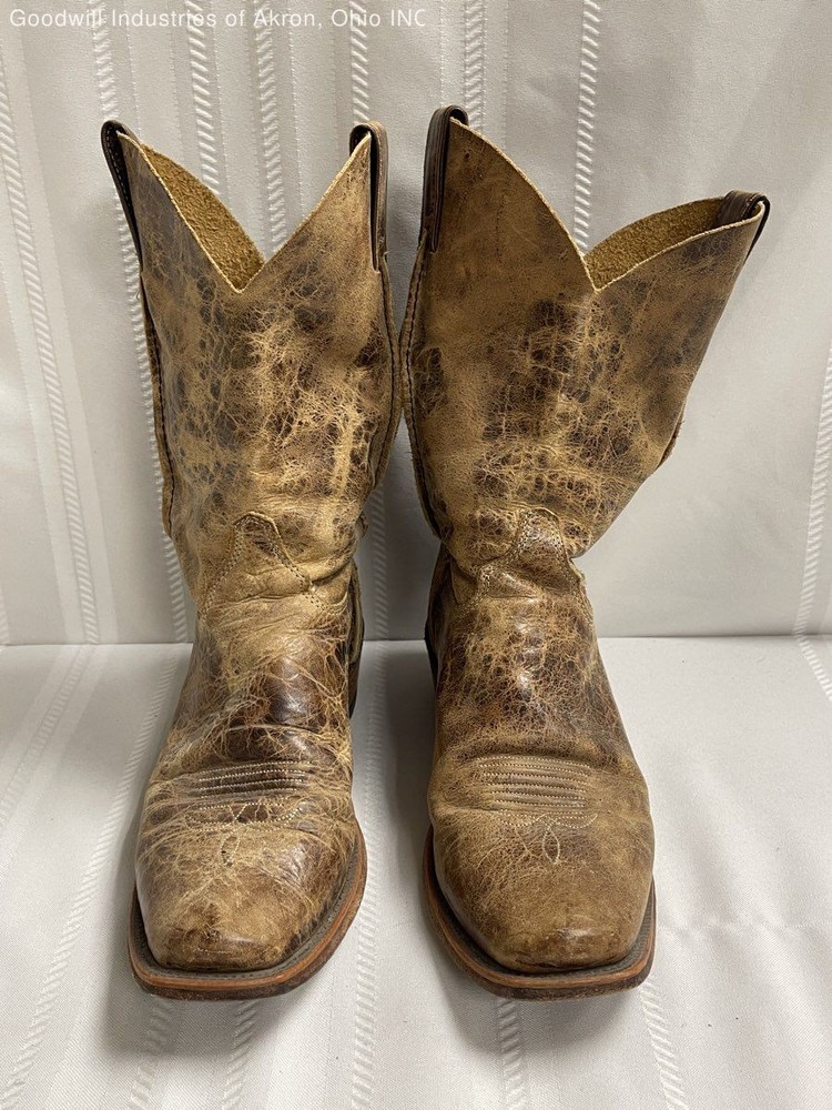 Justin BR733 Distressed Brown Leather Square Toe Western Cowboy Boots Size 8.5 D