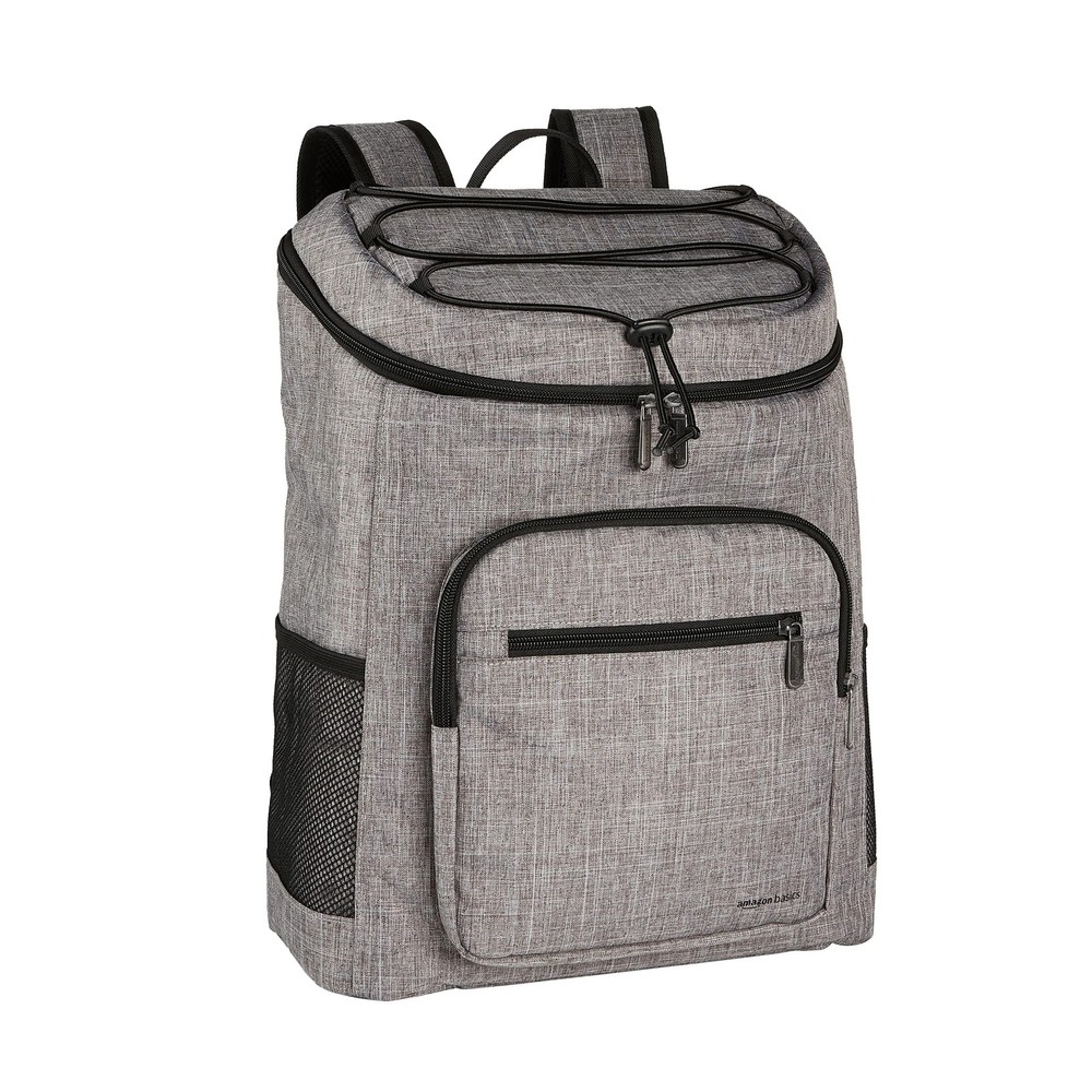 Amazon Basics Insulated Cooler Backpack, 30 Can, Leak-Proof, Gray