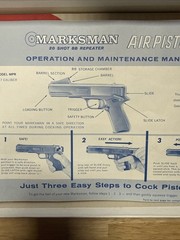 MARKSMAN .177 BB , Pelllet or Dart Repeater Air pistol with manual