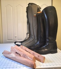 Dressage Tall Riding Boots, Konigs, Black Leather , Inserts, Ariat bag, Women 6