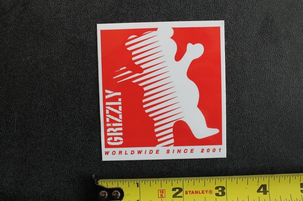 GRIZZLY Skateboard Griptape Bear Red White Fade Z47A OG Skateboarding STICKER