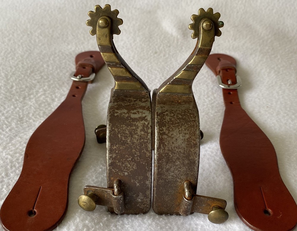 Bob BLACKWOOD Handmande Brass Mounted Men’s 1-1/4″ WIDE Band Working Ranch SPURS