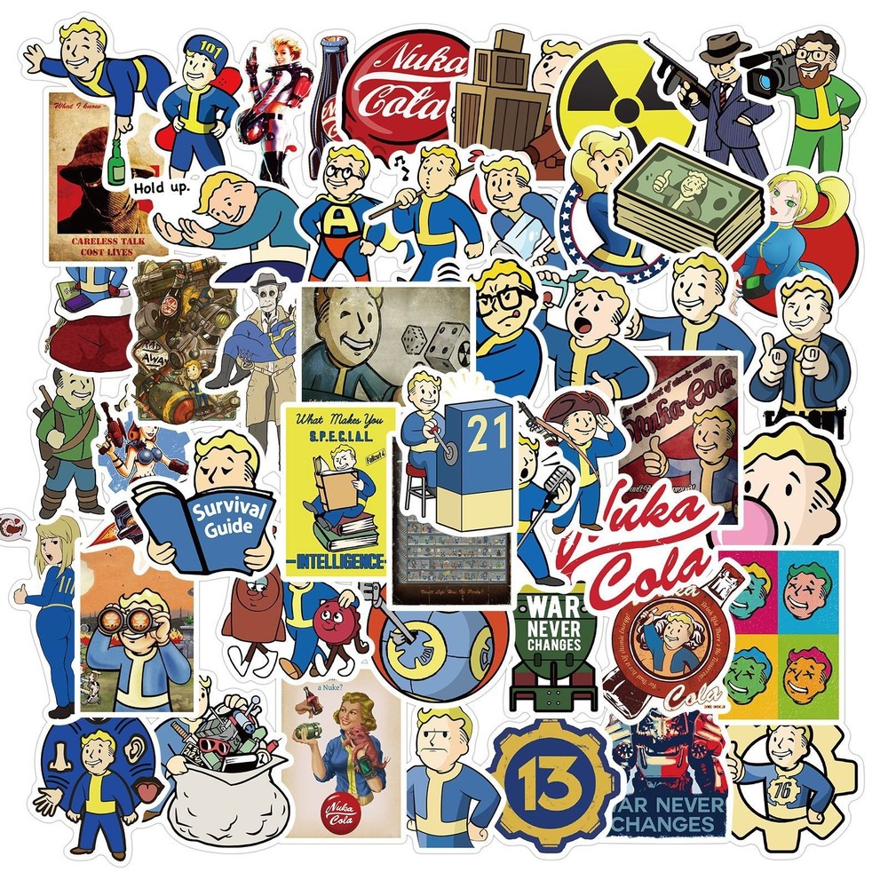 Mix 10/50 PCs Fallout Vault Boy Retro Game Luggage Notebook Laptop Car Sticker