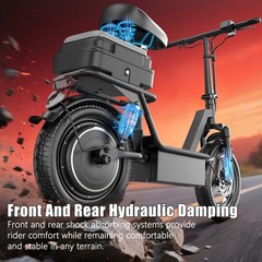 Electric Scooter Adults 25 MPH 43 Miles Range 14» 1500W E-Scooter with Seat