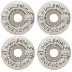 Spitfire Skateboard Wheels Burners 52mm 99A White/Silver with Abec 5 Bearings