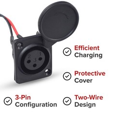 XLR Charger Port with 2 Wires for the Razor EcoSmart Metro, MX500, and MX650