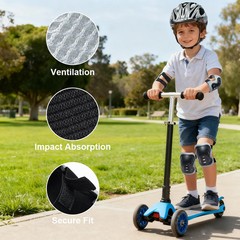 Kids Safety Helmet & Protective Gear Set for 3-10 Years Old, Adjustable Bike