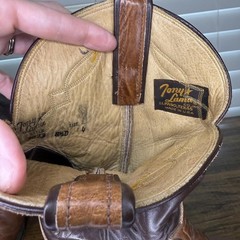 Vintage Tony Lama Two-Tone Brown Leather Cowboy Boots Size 8.5D