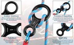 Rescue Figure 8 Descender, 35kN 50kN Aluminum Rappelling Belay Gear Climbing