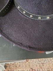 Vintage Pigalle 7X Wool Felt Gambler Hat Black Studded Leather Band Size 6 3/4