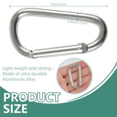 50-200 PCS Aluminum Carabiner D Shape Spring Clip Snap Key Hook Keychain Buckle
