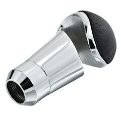 Alloy Gear Stick Shifter Knob Leather Silver with black leather covered