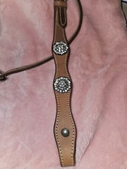 Leather Headstall w/ Crystal Rhinestone Conchos- Reins- NEW