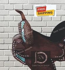 Western Barrel Leather Horse Racing Saddle with Tack Set Free shipping